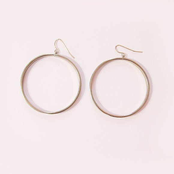 Women's Large Brass Hoop Earrings - 2 in. - Picture 4 of 4